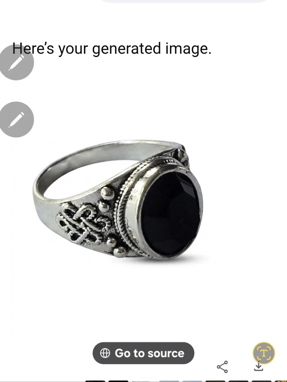 Black Onyx Oval Cut Rope quality Titanium Silver Accent New Size 11 Mens Ring